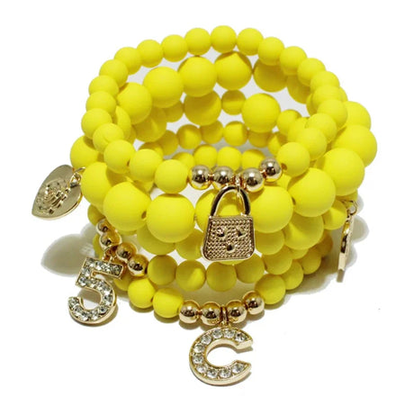 Fashion Natural Stone Stretch Beaded Bracelet Yellow