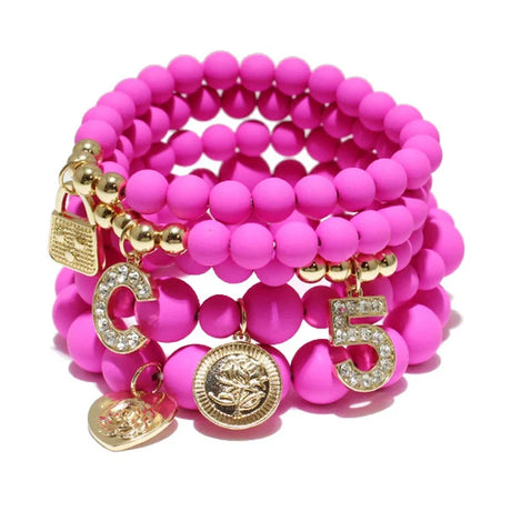 pink Fashion Natural Stone Stretch Beaded Bracelet