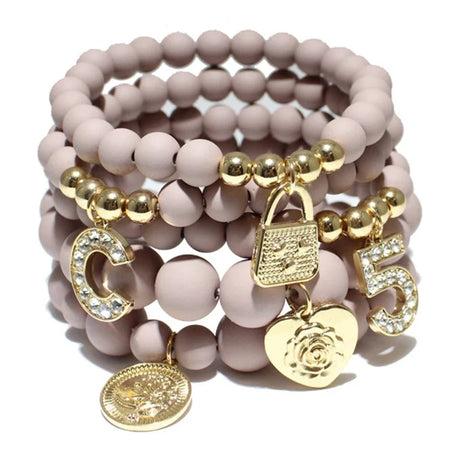 matte grey Fashion Natural Stone Stretch Beaded Bracelet