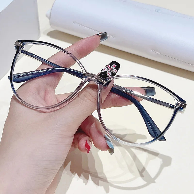 Blue Fashion Oval Gradient TR90 Optical Clear Eyeglass