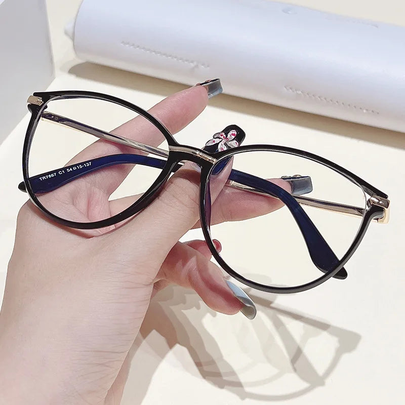 Black Fashion Oval Gradient TR90 Optical Clear Eyeglass