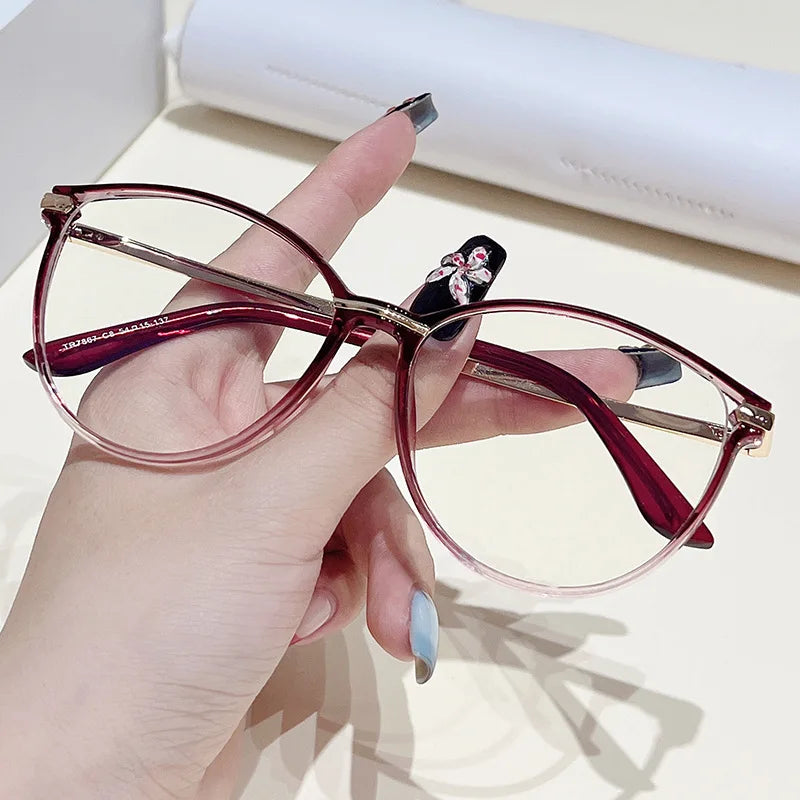 Red Fashion Oval Gradient TR90 Optical Clear Eyeglass