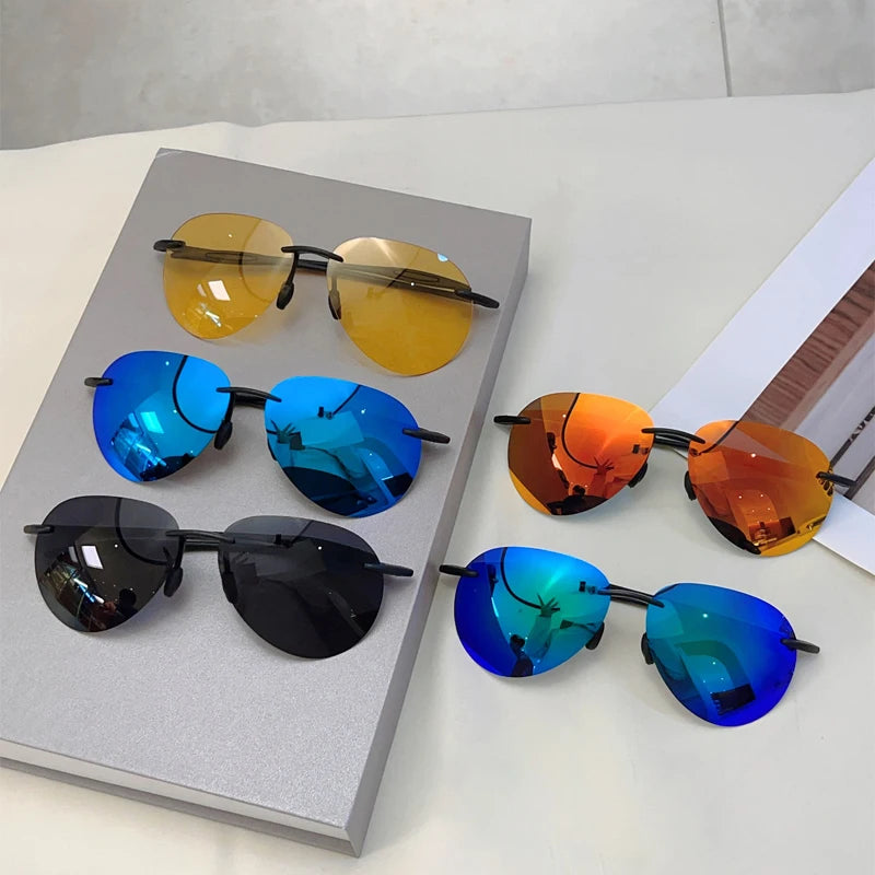 Collection of Fashion Polarized Mirror Rimless Pilot Sunglasses
