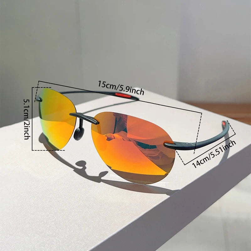 Size of Fashion Polarized Mirror Rimless Pilot Sunglasses