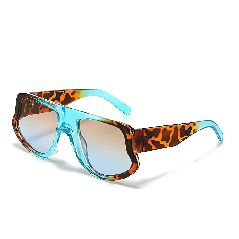 leopard blue Fashion Rectangle Women Sunglasses