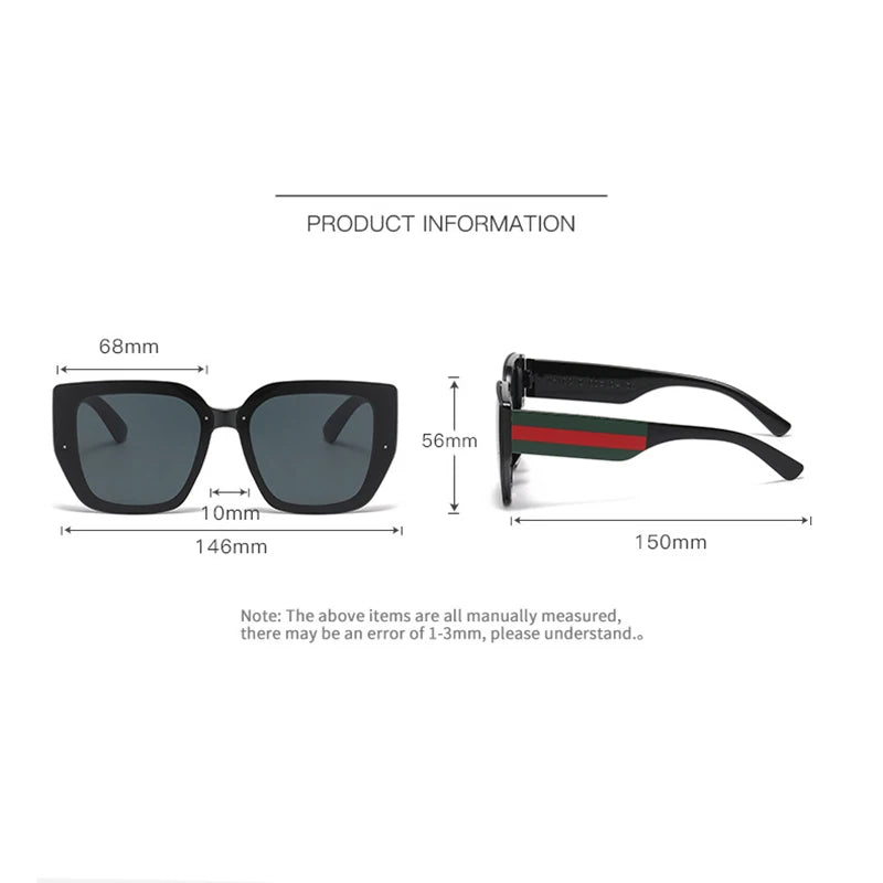 size of Fashion Retro Polygonal Splicing Color Sunglasses