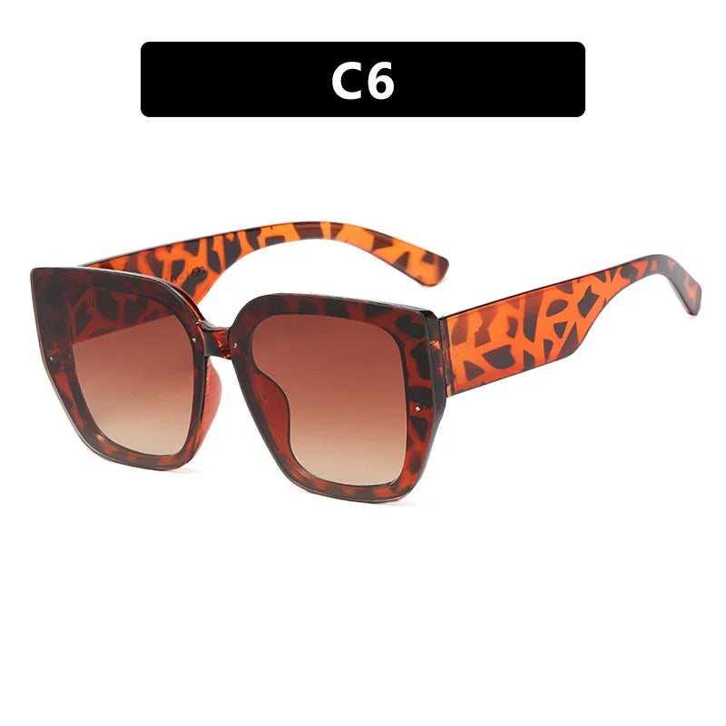leopard Fashion Retro Polygonal Splicing Color Sunglasses
