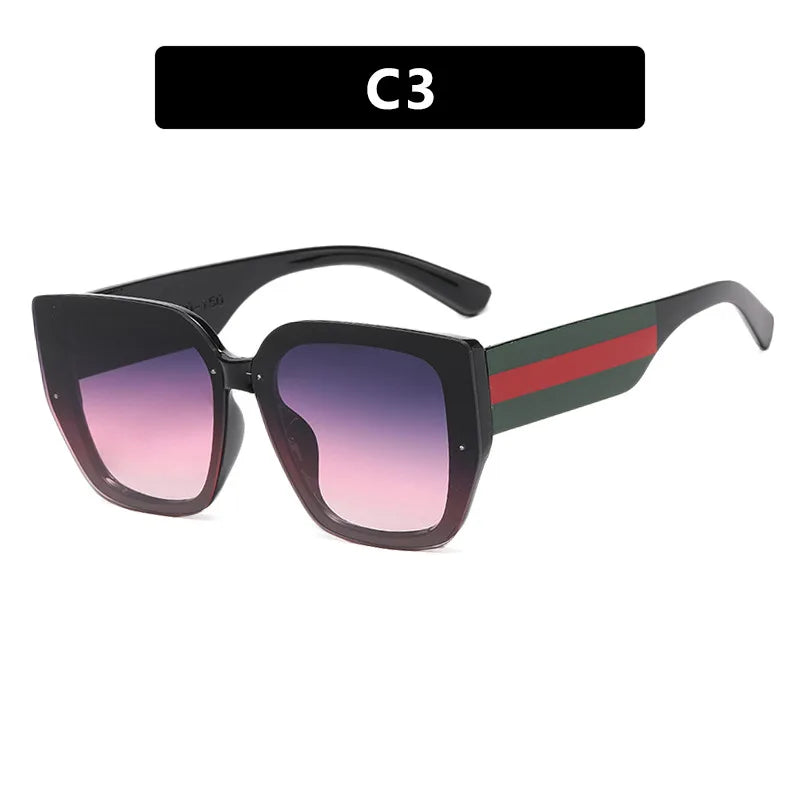 black Fashion Retro Polygonal Splicing Color Sunglasses