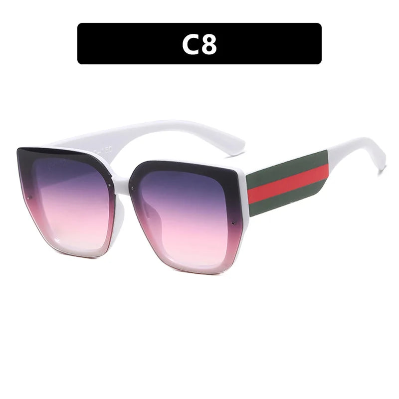 white Fashion Retro Polygonal Splicing Color Sunglasses