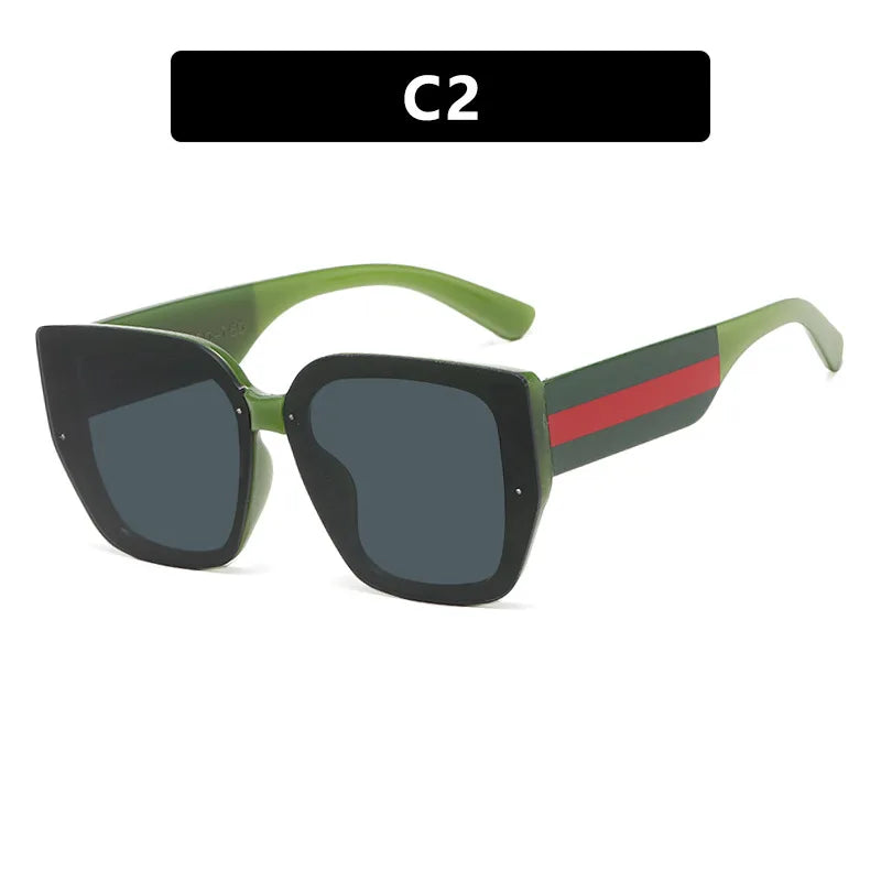 green Fashion Retro Polygonal Splicing Color Sunglasses