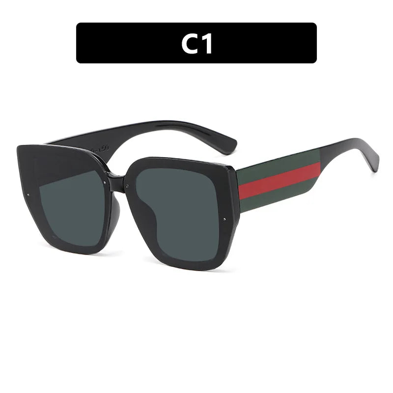 black Fashion Retro Polygonal Splicing Color Sunglasses