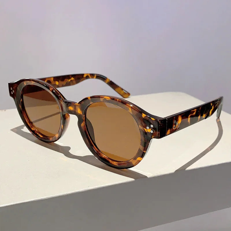 Leopard Fashion Rivets Gradient Candy Color Sunglasses