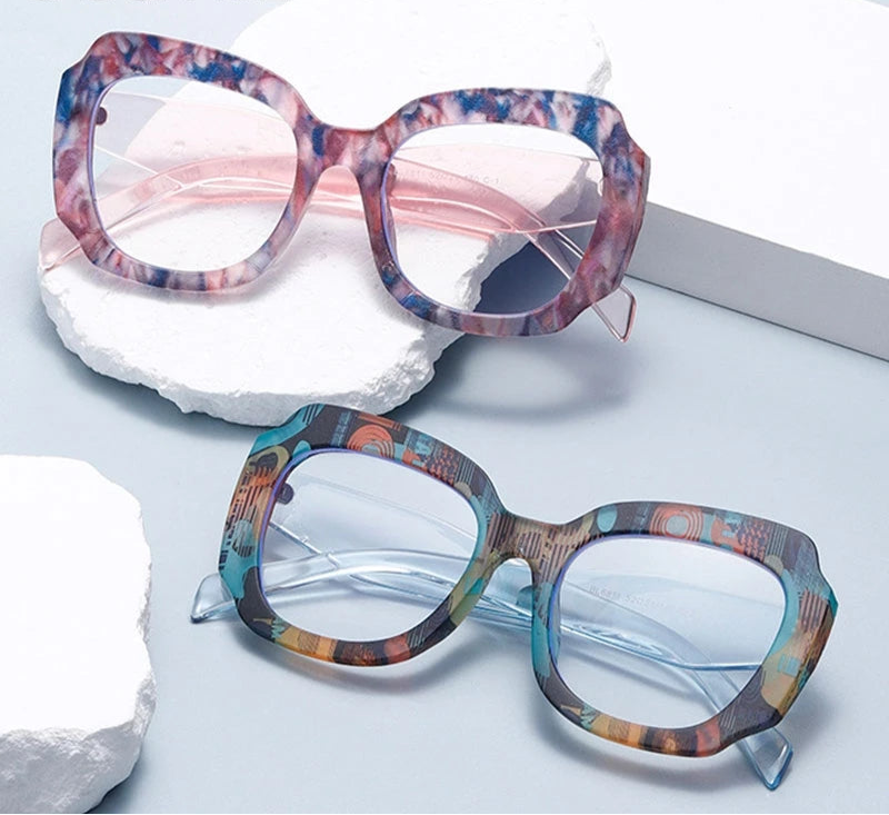 Collection of Fashion Square Retro Colorful Women Reading Glasses