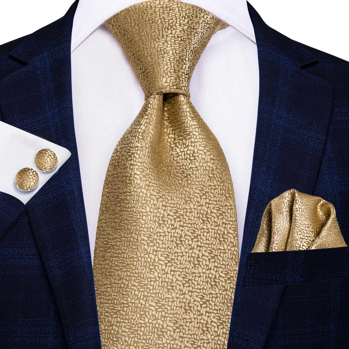 Gold Fashion Striped Wedding Party Necktie Set