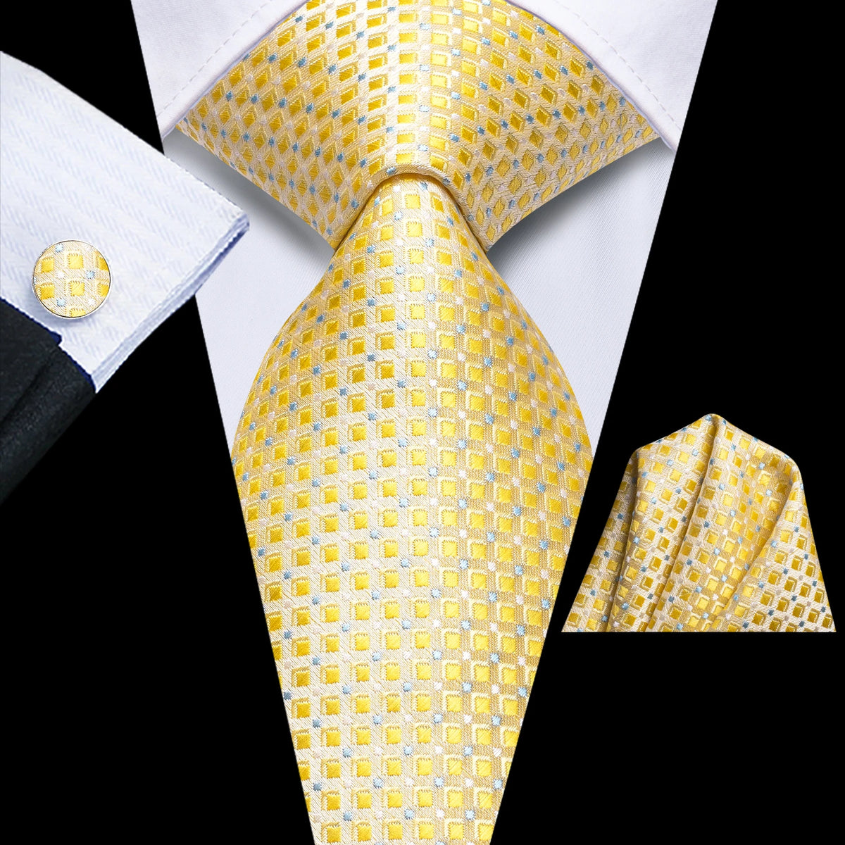 Yellow Fashion Striped Wedding Party Necktie Set