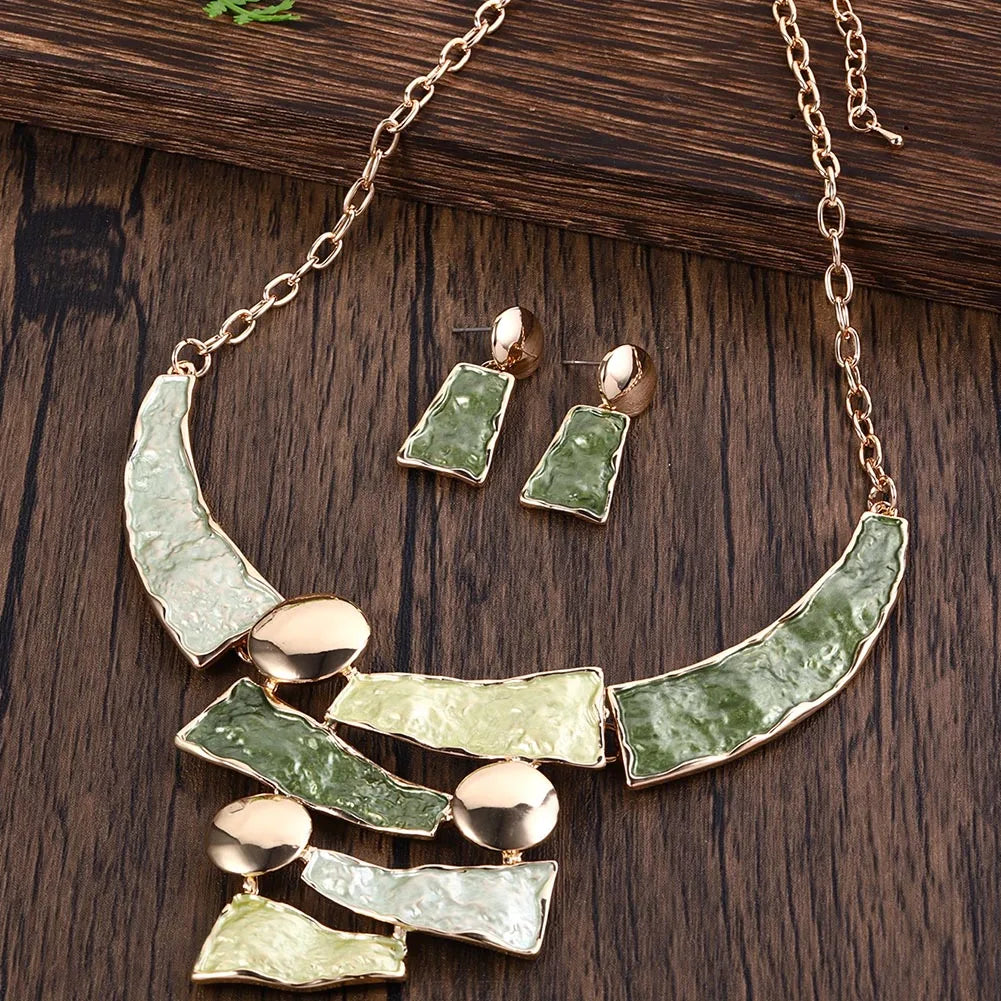Green Fashion Zinc Alloy Geometric Jewelry Set