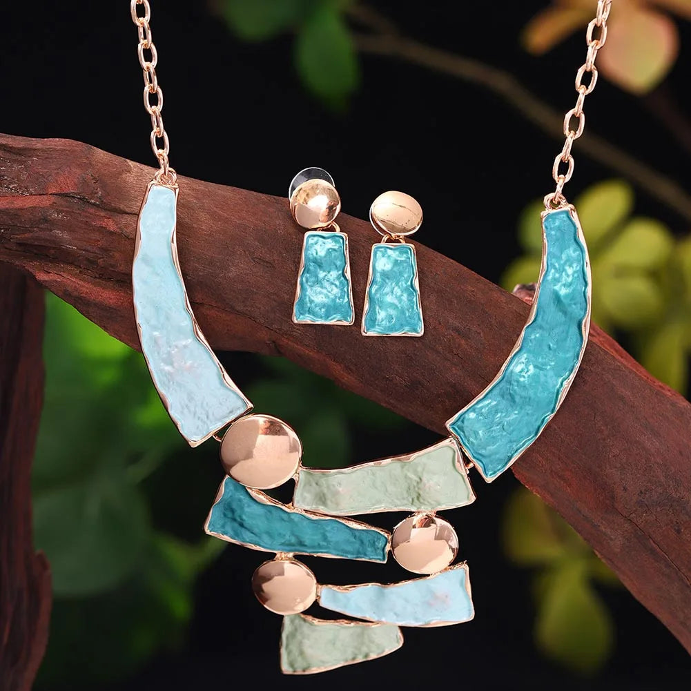 Blue Fashion Zinc Alloy Geometric Jewelry Set