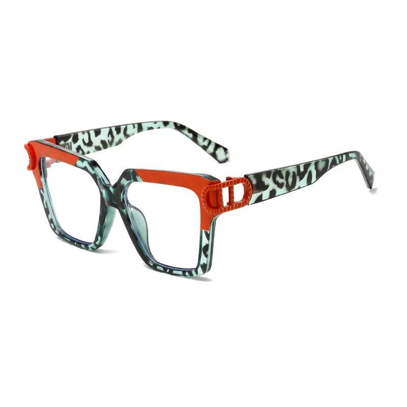 Black Red Fashionable Large Frame Square Myopia Eyeglasses