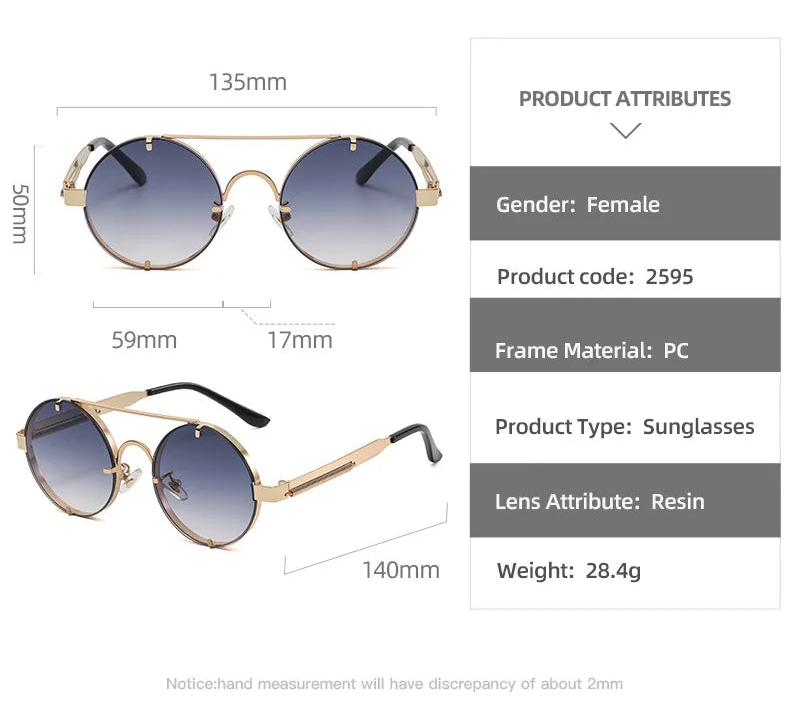 Details of Fashionable Punk Round Steampunk Sunglasses