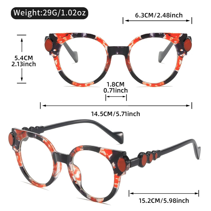 Size of round retro anti blue light glasses