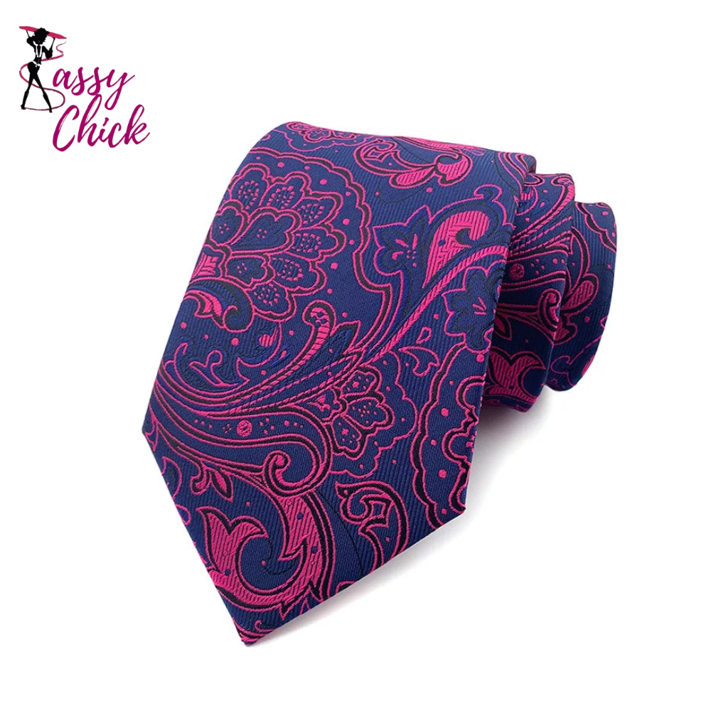 Floral Dot Tie Luxury 8cm Jacquard Neck Tie Necktie Sassy Chick Logo