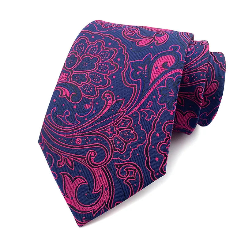Pink Purple Floral Dot Tie Luxury 8cm Jacquard Neck Tie Necktie