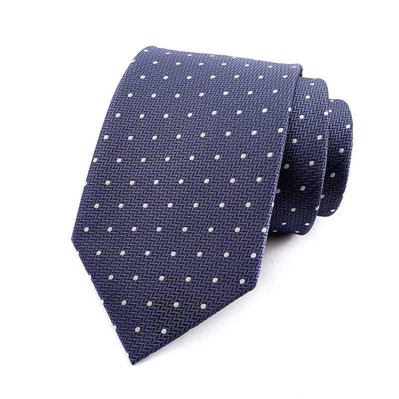 Blue Floral Dot Tie Luxury 8cm Jacquard Neck Tie Necktie