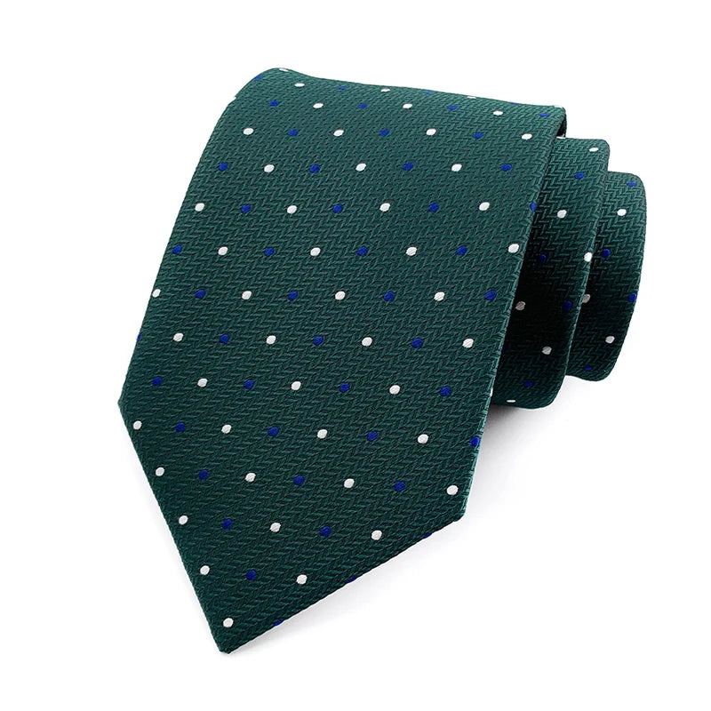 Green Floral Dot Tie Luxury 8cm Jacquard Neck Tie Necktie