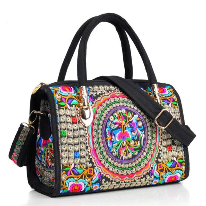 multicolor Floral Embroidered Vintage Bag