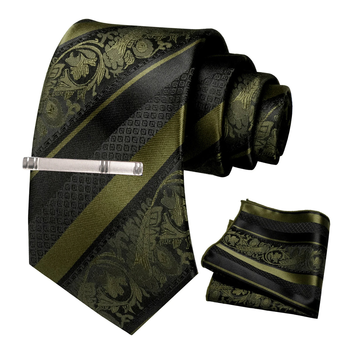 Floral Necktie 8cm Pocket Square Tie Clip Business Suits