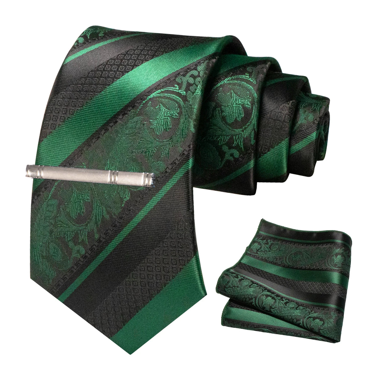 Floral Necktie 8cm Pocket Square Tie Clip Business Suits