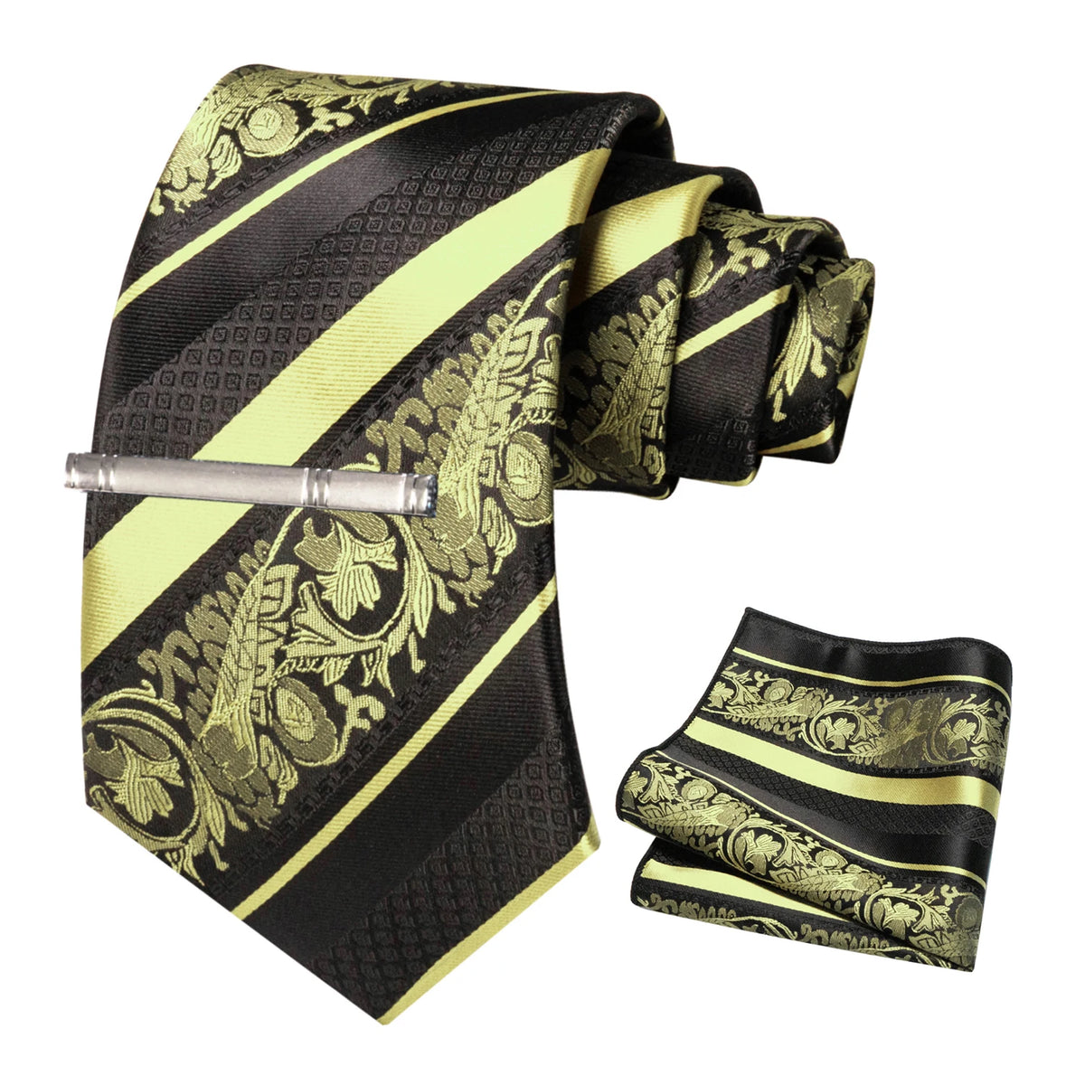 Floral Necktie 8cm Pocket Square Tie Clip Business Suits