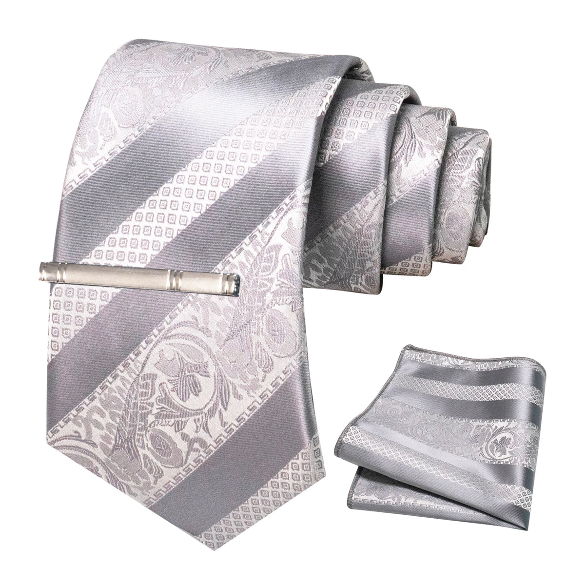 Floral Necktie 8cm Pocket Square Tie Clip Business Suits