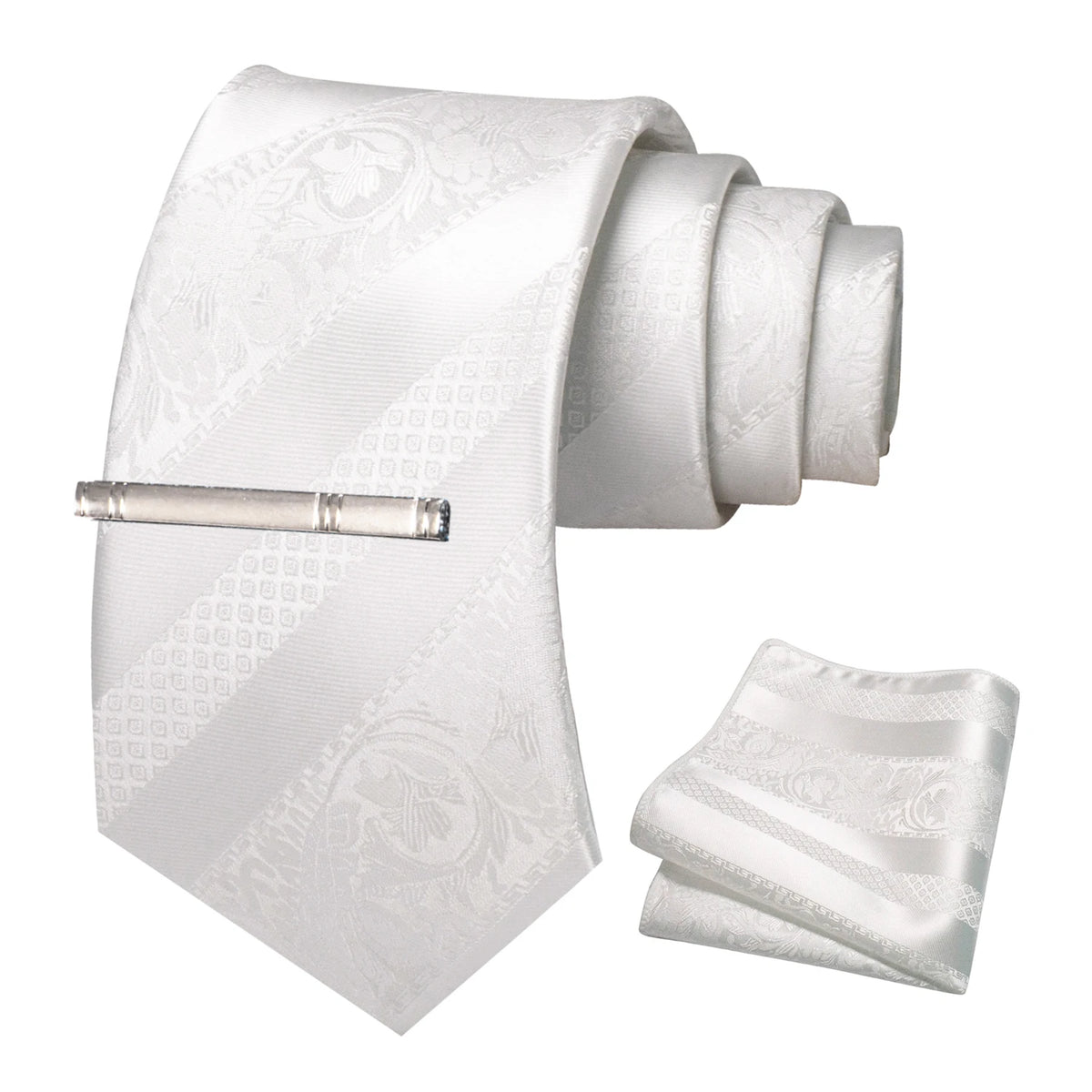Floral Necktie 8cm Pocket Square Tie Clip Business Suits