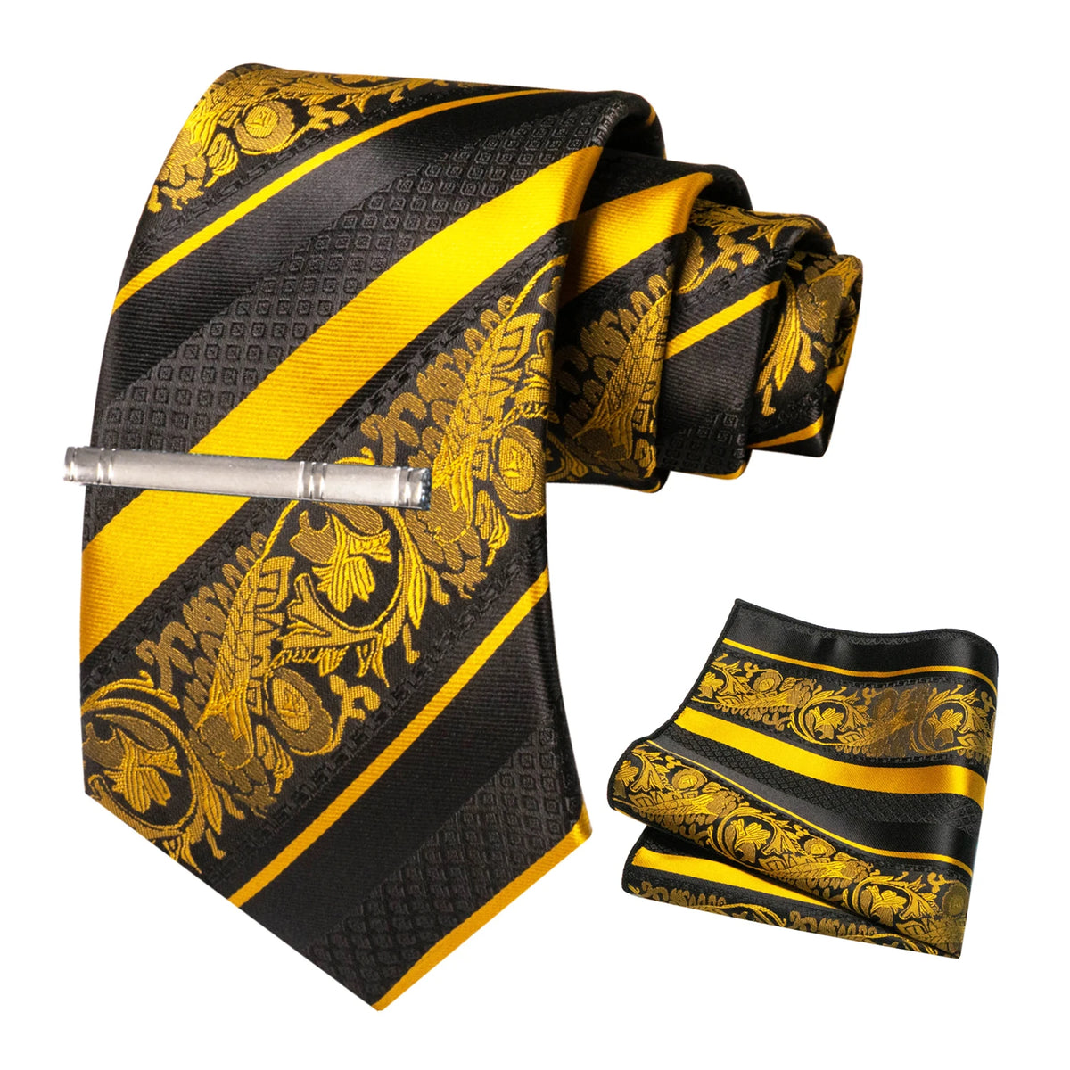 Floral Necktie 8cm Pocket Square Tie Clip Business Suits