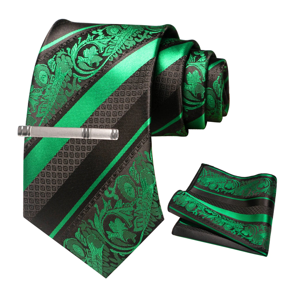 Floral Necktie 8cm Pocket Square Tie Clip Business Suits