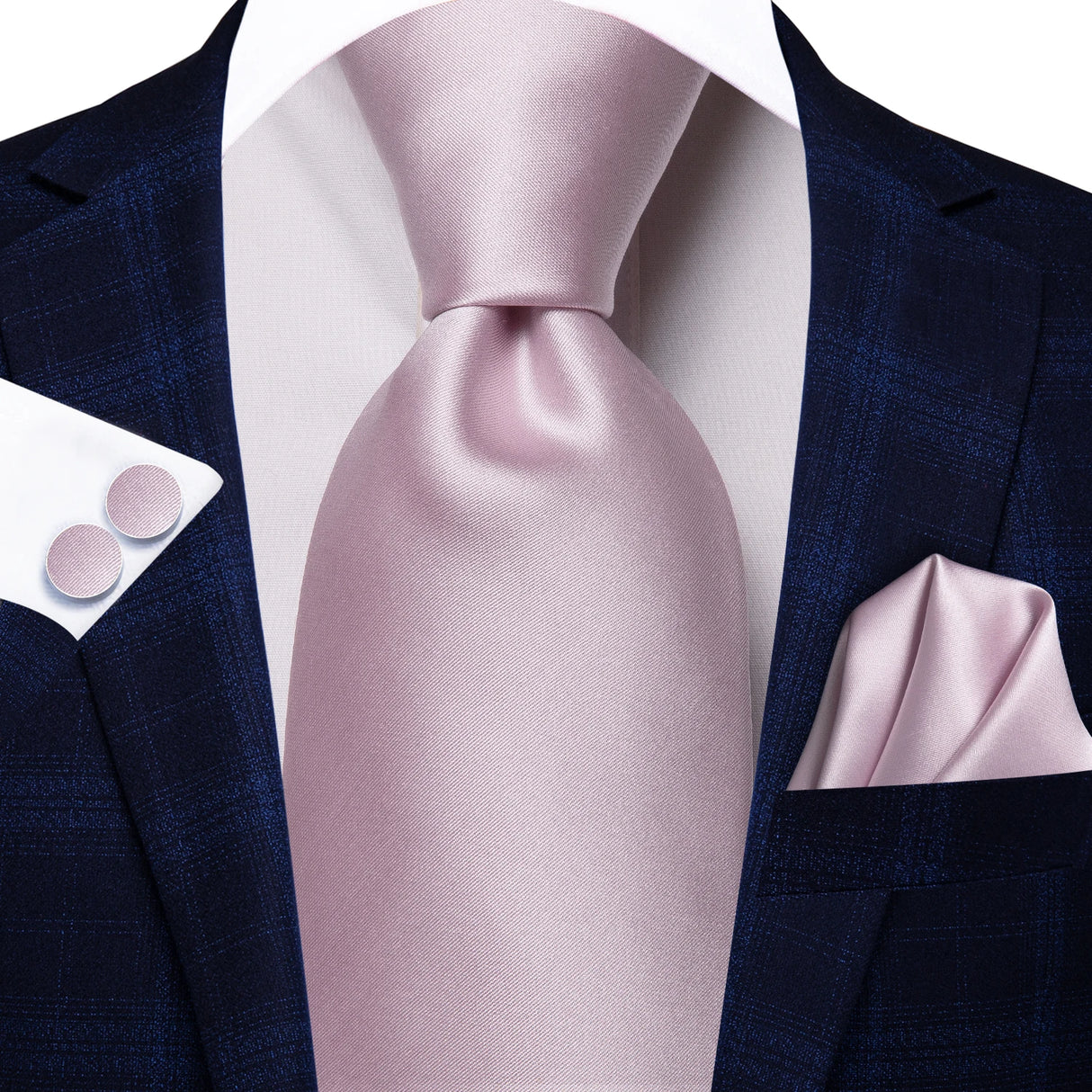 Pink Elegant Handkerchief Cufflinks Necktie