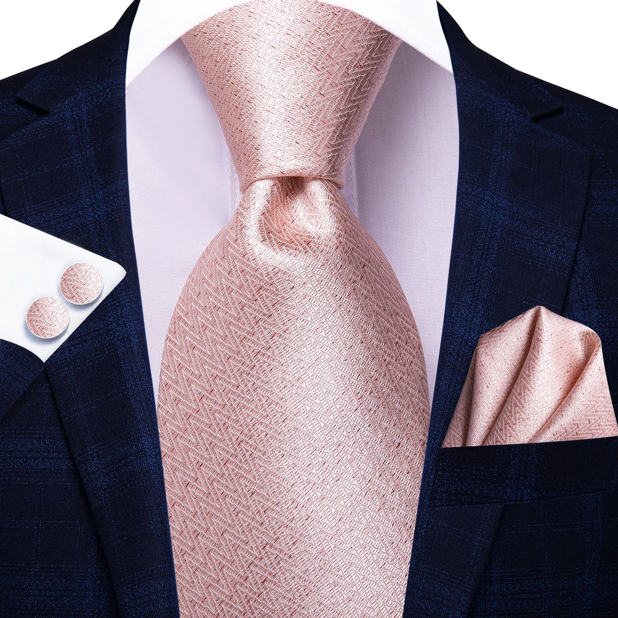Pink Elegant Handkerchief Cufflinks Necktie