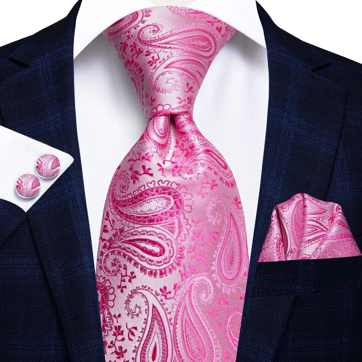 Pink Paisley Necktie Set
