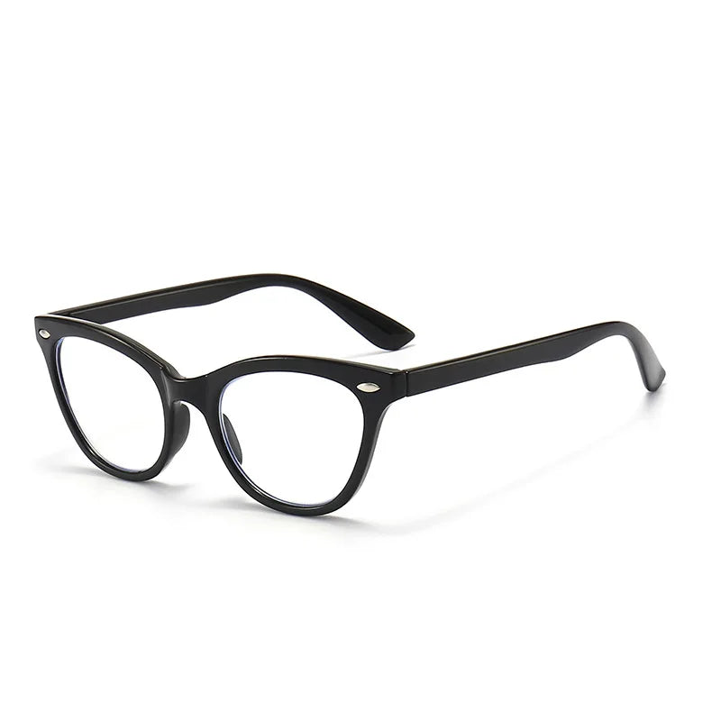 Plain Black Retro Cat Eye Anti Blue Light Reading Glasses