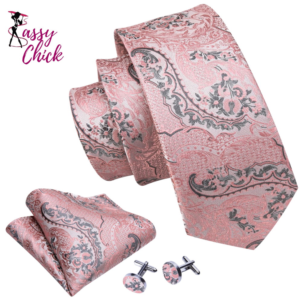 Floral Silk Men Novelty Spray Necktie Sassy Chick Logo