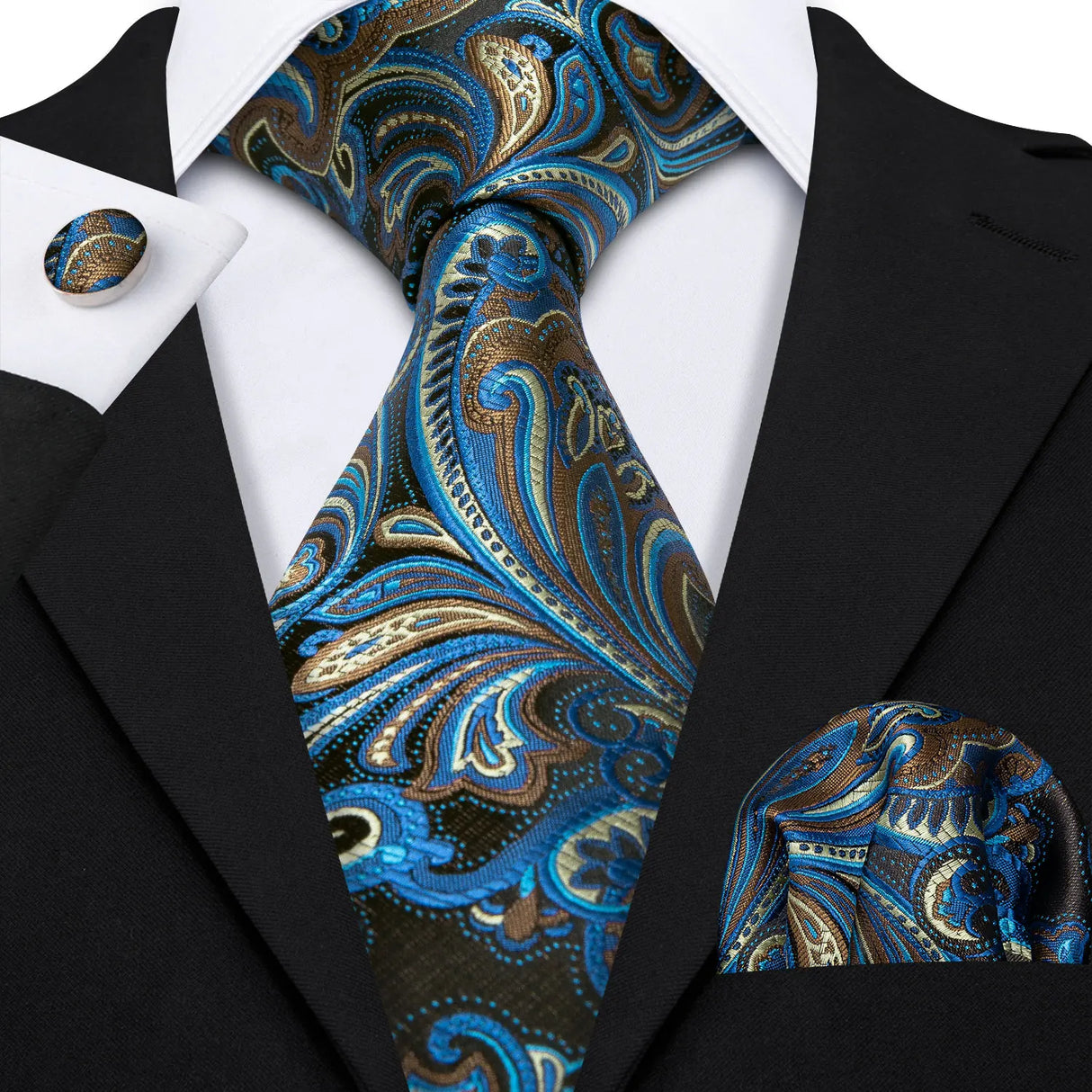 Blue Floral Silk Men Novelty Spray Necktie