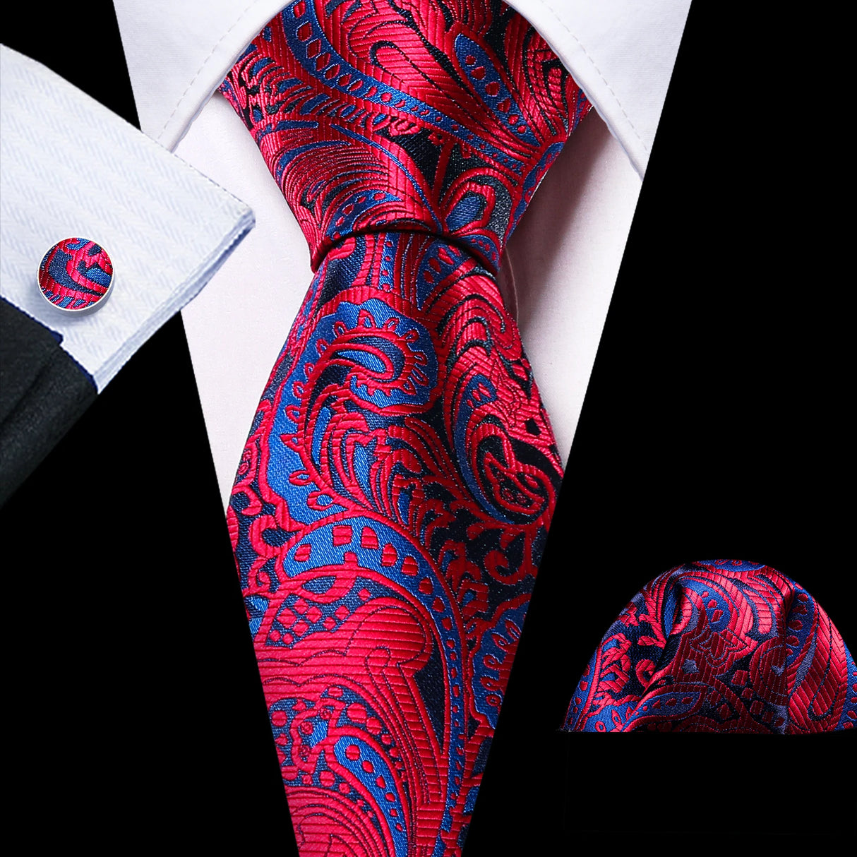 Red Floral Silk Men Novelty Spray Necktie