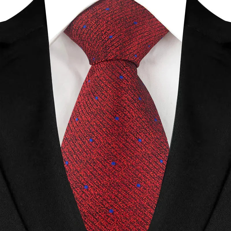 Red Formal Classic Jacquard Woven 8CM Polka Dot Necktie