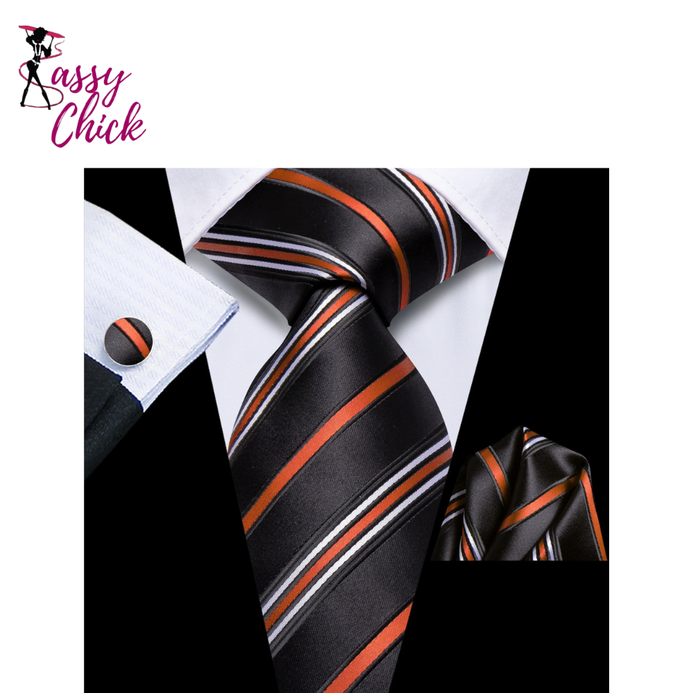 Formal Handkerchief Cufflinks Luxury Men Necktie Sassy Chick Logo