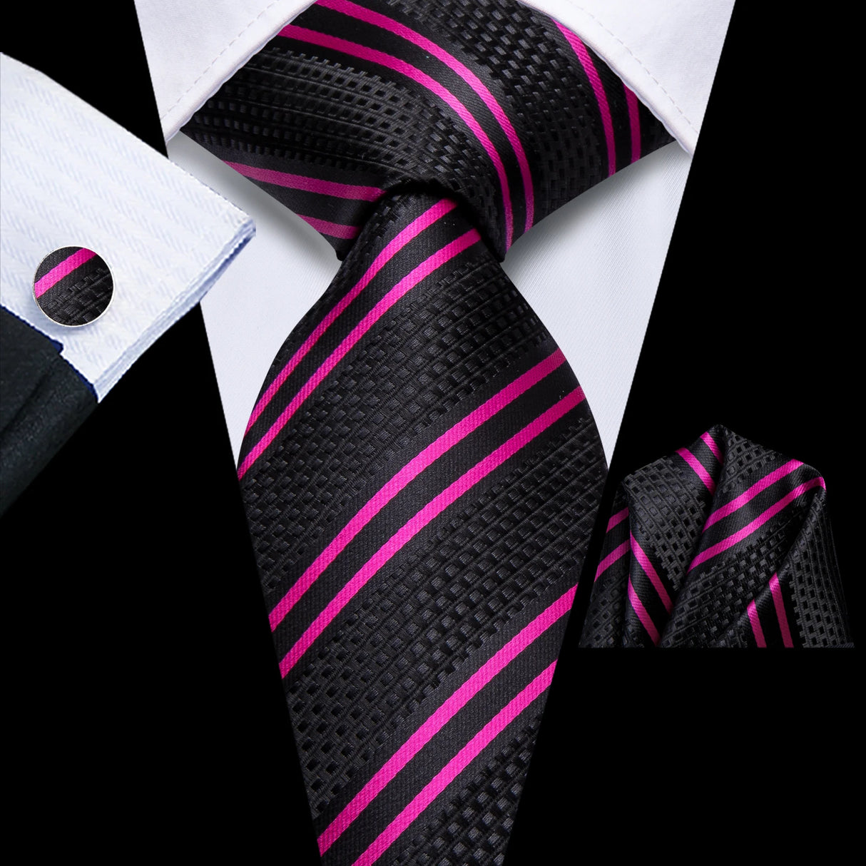pink black necktie