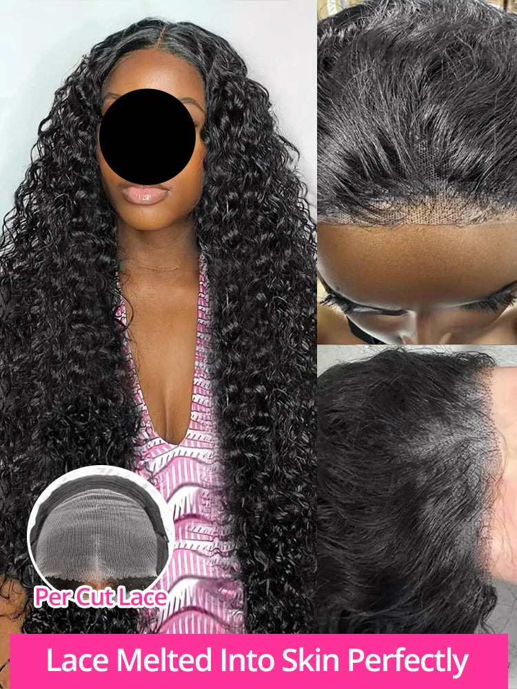 Model using Frontal Curly Lace 13x4 13x6 Human Hair Wigs