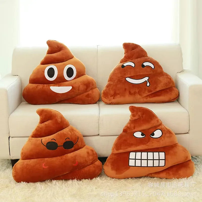 Funny poop emoji plush pillow toy with cute face expression