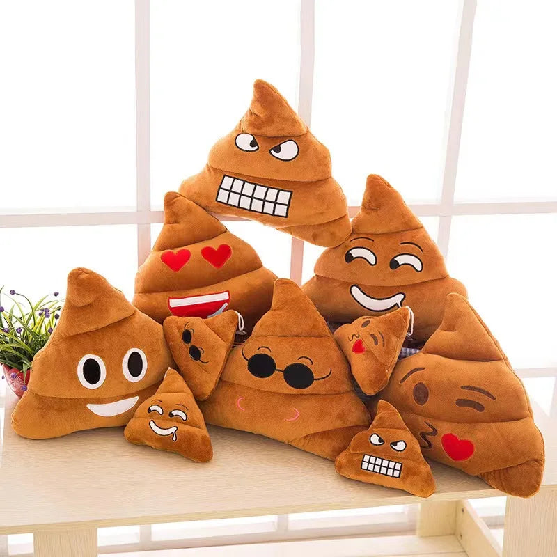 Funny poop emoji plush pillow toy with cute face expression