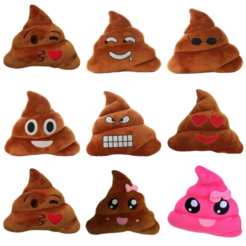 Funny poop emoji plush pillow toy with cute face expression